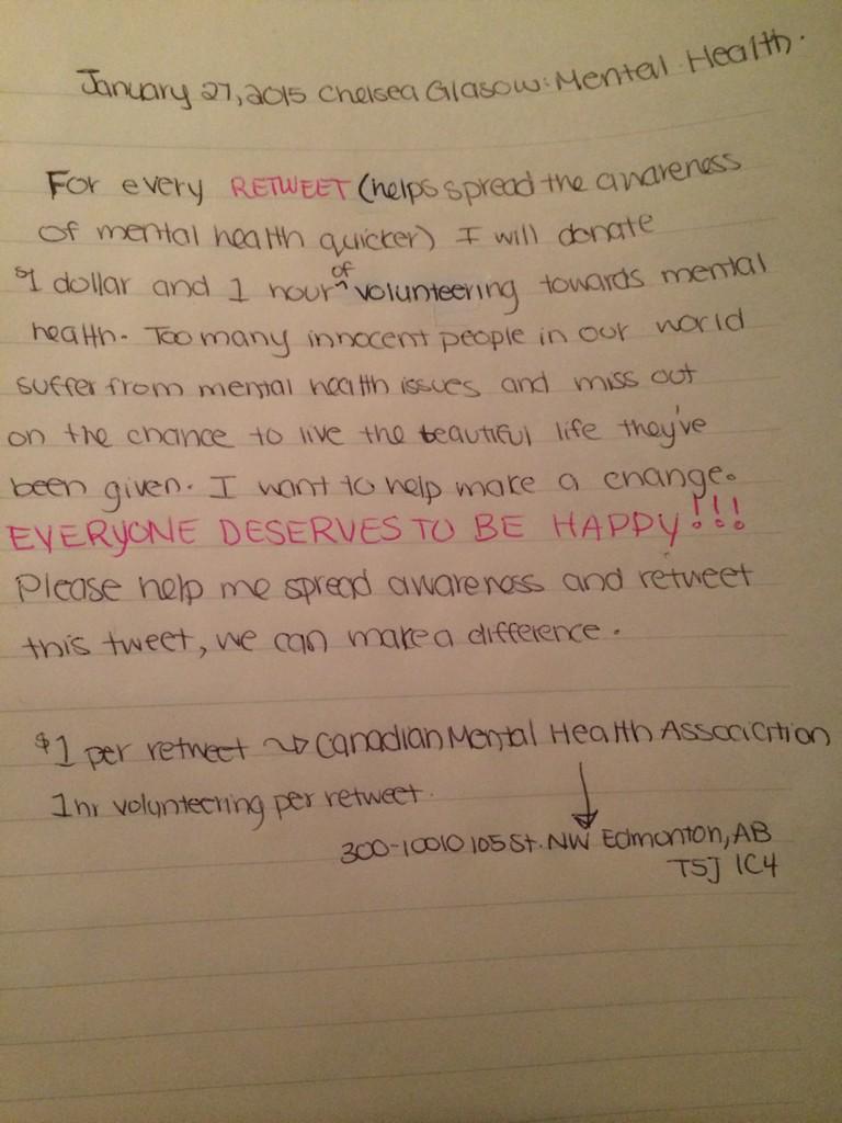 LiveLaughHearts's tweet photo. I will donate $1 &amp; 1hr of volunteering towards mental health per retweet. Everyone deserves a happy life☀️ #livehappy http://t.co/f7r7fgjzfe