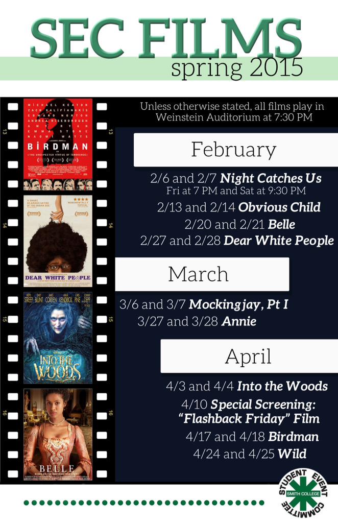 SmithSEC's tweet image. Smithies, check out the films we're screening this semester!