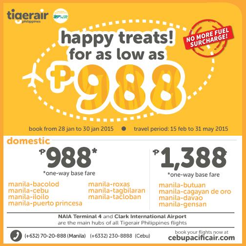 Happy treats for as low as Php988.00!
Book this latest #TigerairPHSale via bit.ly/CEBTigerairph