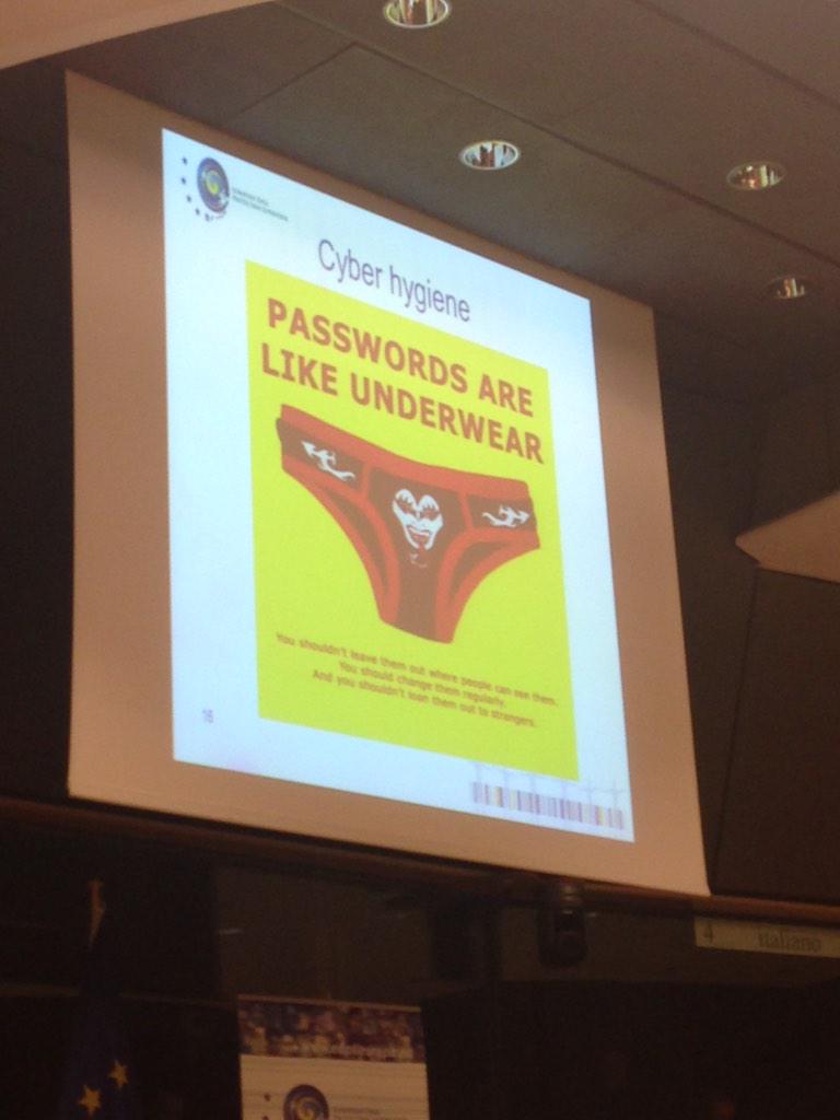 Lucishkaa's tweet image. "Passwords are like underwear: do not leave it around and change it often." Wiewiorowski #EDPD2015 #DataProtectionDay