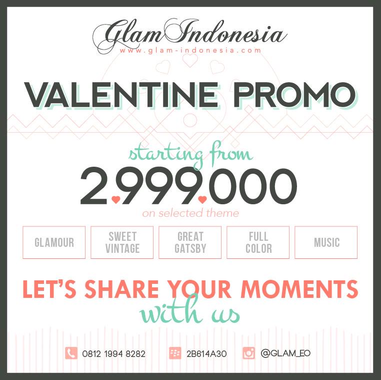 Valentine promo this year, 
Follow <a href="/glam_eo/">glam event organizer</a>  on instagram and get more discount on feb 🎈