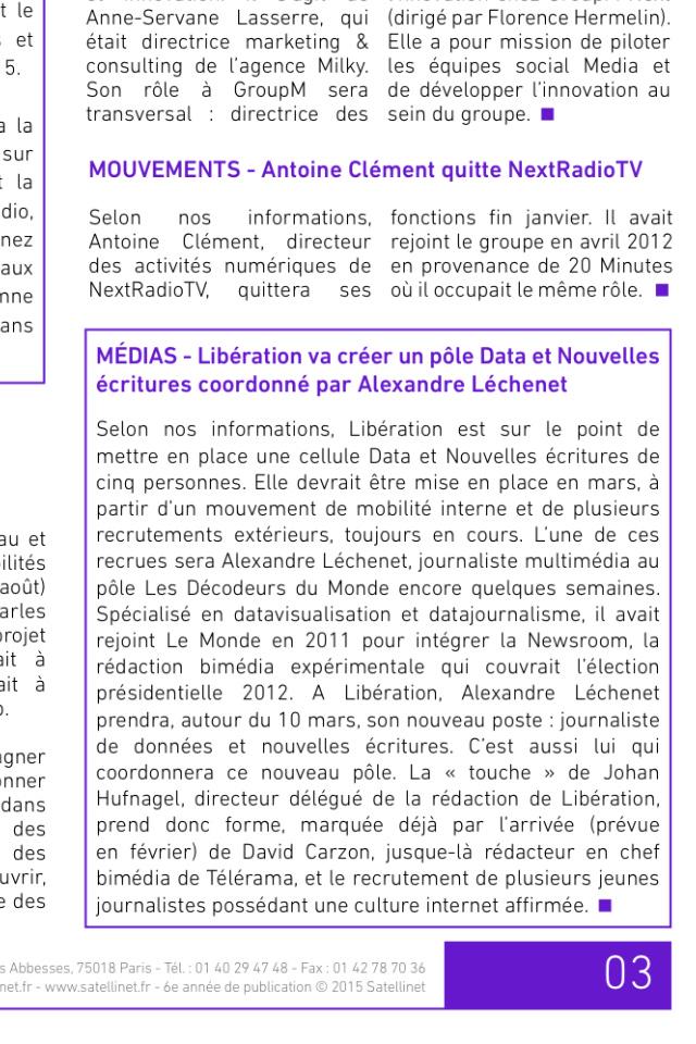 _mind's tweet photo. Libération créera en mars un pôle Data et Nouvelles Écritures. 5 pers dont Alex. Léchenet. Notre article (gratuit) http://t.co/pBoPsVTsDh
