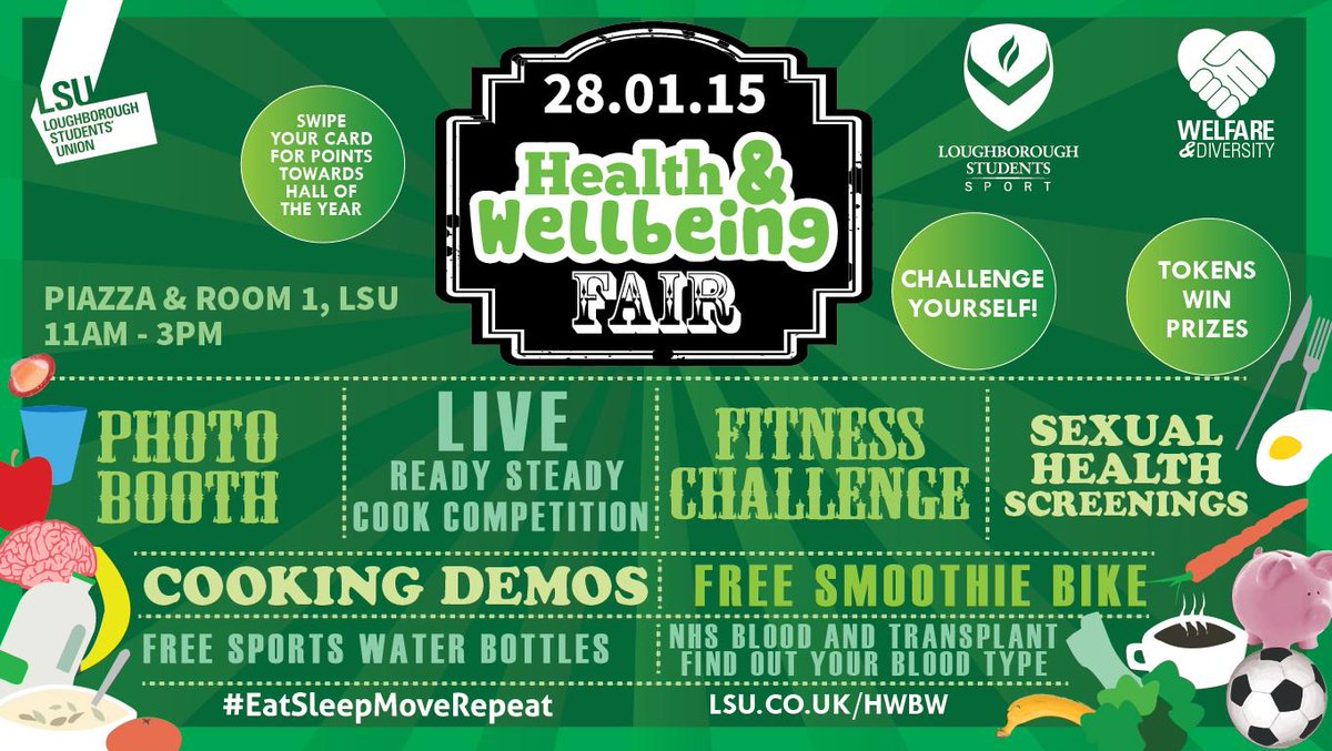 LSU_Welfare's tweet image. WEDNESDAY CHALLENGE: Come to the Health &amp;amp; Wellbeing Fair TODAY from 11am-3pm in LSU #EatSleepMoveRepeat