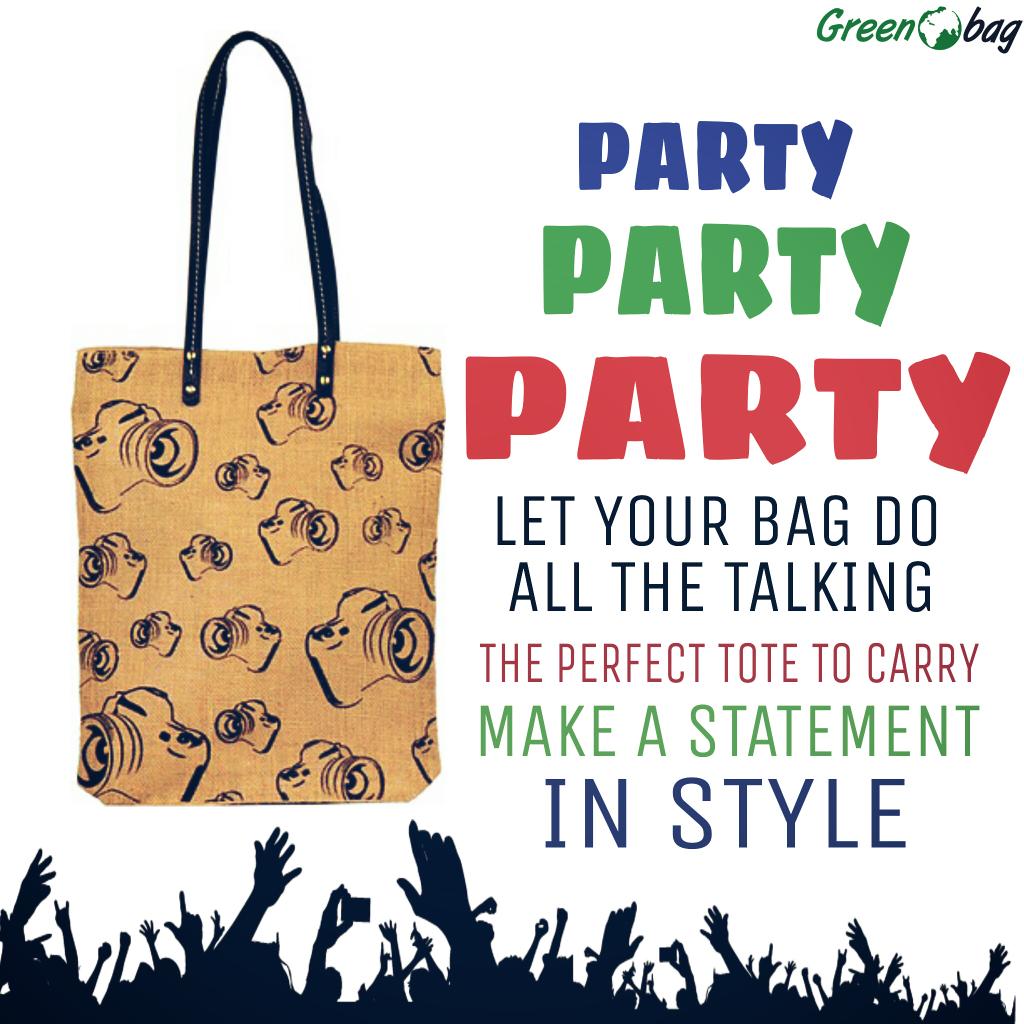 GreenOBag's tweet photo. Got a party to attend?  #GreenoBag presents to you the perfect #tote for the occasion. Carry your #style with you http://t.co/kVI60nOaHm