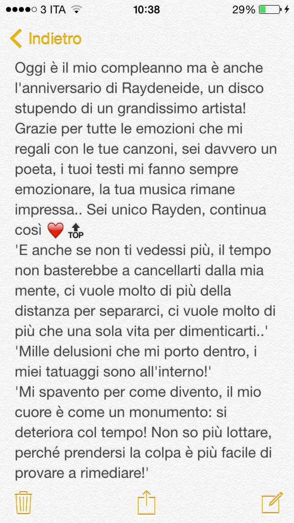 SteScarpa's tweet photo. Grazie infinito @raydenonemic 👍🔝 #Raydeneide #NonBasterebbe #AdUnPasso #LieToMe #SoloHit #GrandeAlbum #TestiProfondi http://t.co/vkGuMGe1vR