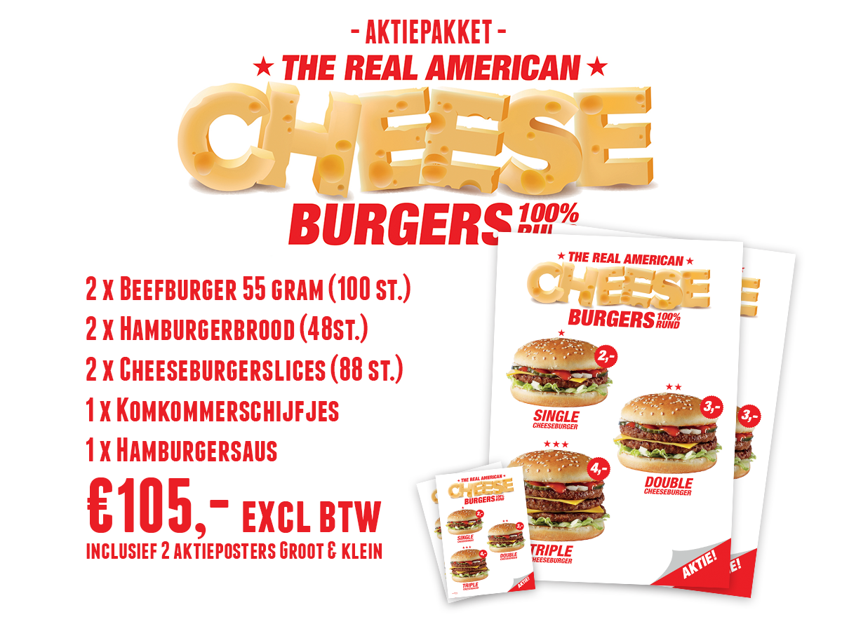 Mega voordeel met het 1-2-3-Cheeseburger aktiepakket.