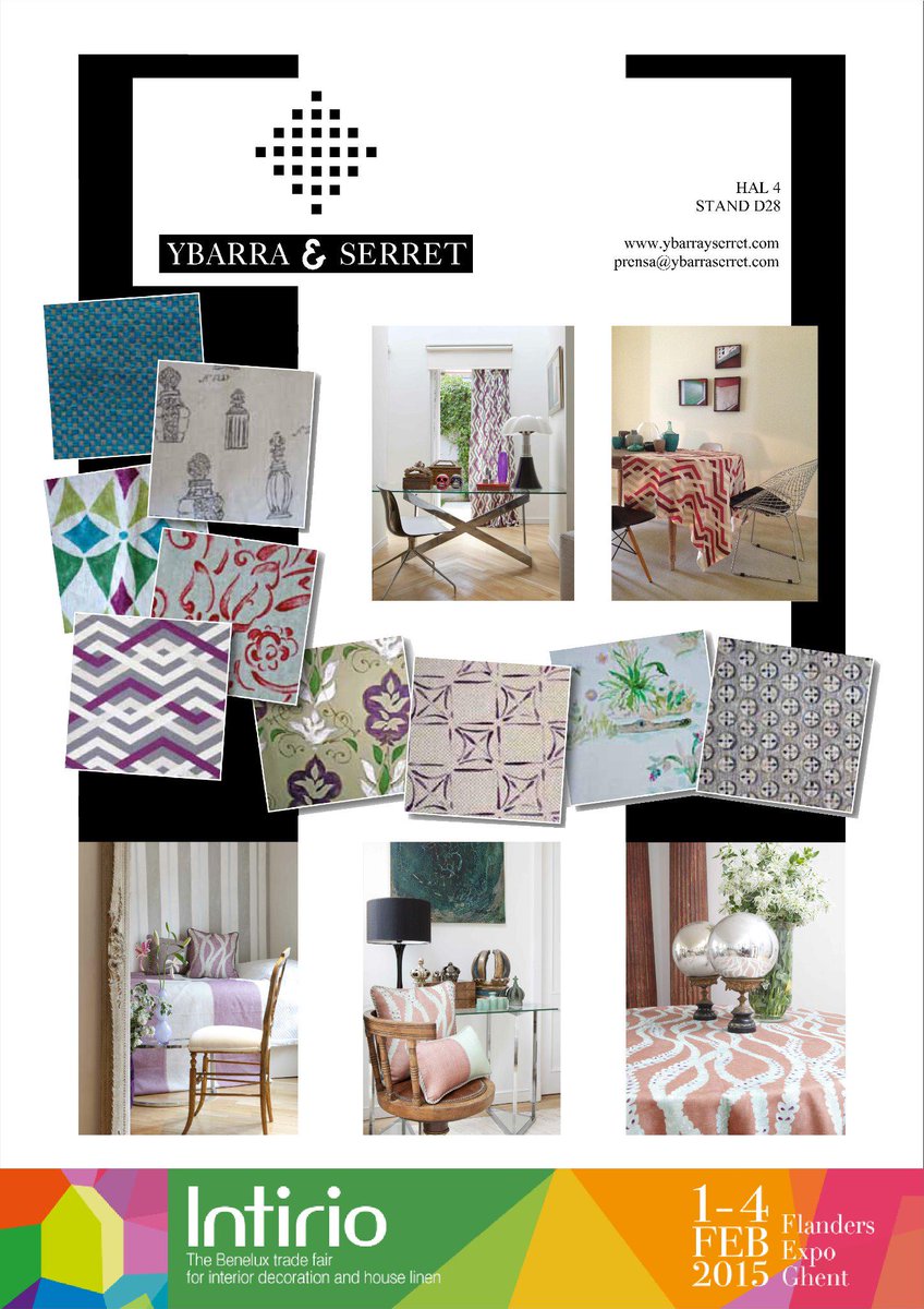 Ybarra &amp; Serret (distribution France Antoine d'Albiousse) sur Interio Gand du 1er au 4 février #tissus #decoration