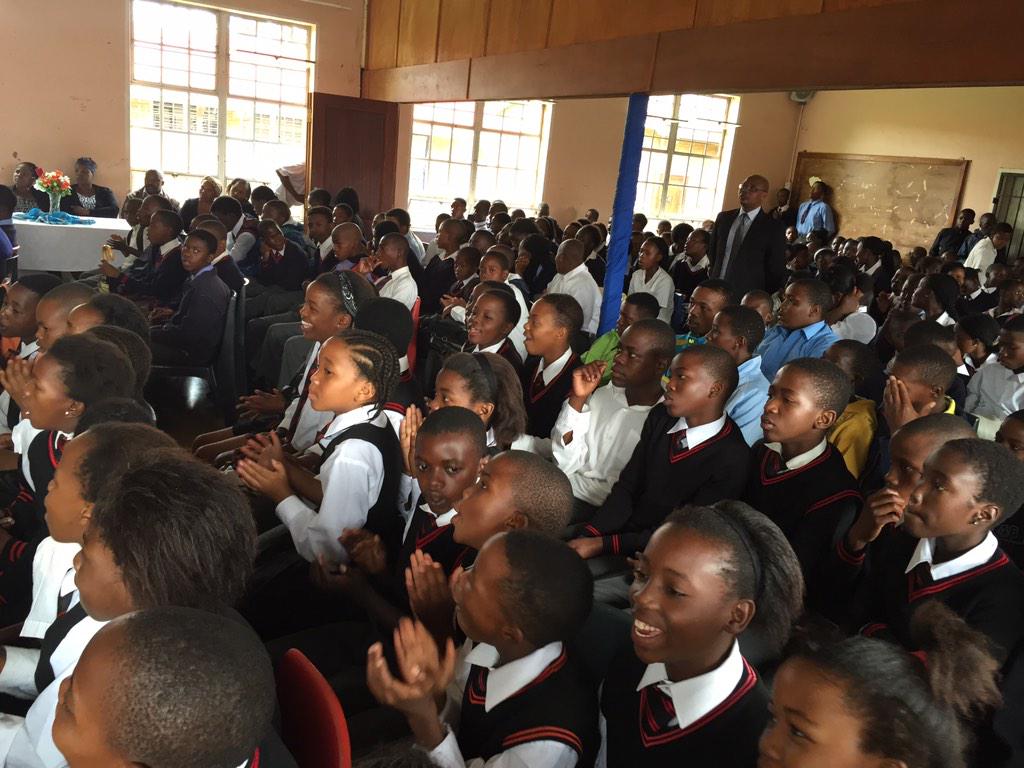 ewnreporter's tweet photo. #SowetoAttacks Pupils at the Mezodo Vocational Skills Centre where Siphiwe Mahori's memorial is currently being held. http://t.co/bW9dAl3BC1