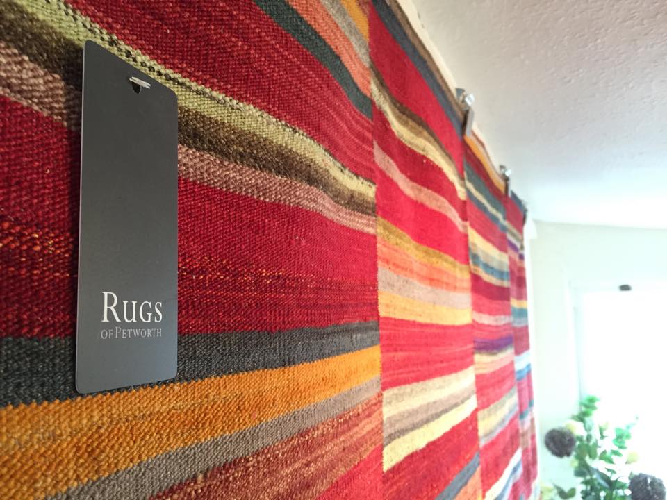 This colorful Kundoz Kilim Rug, 100% wool will brighten up your winter! Visit our shop Mon-Sat until 5:30PM #Petworth