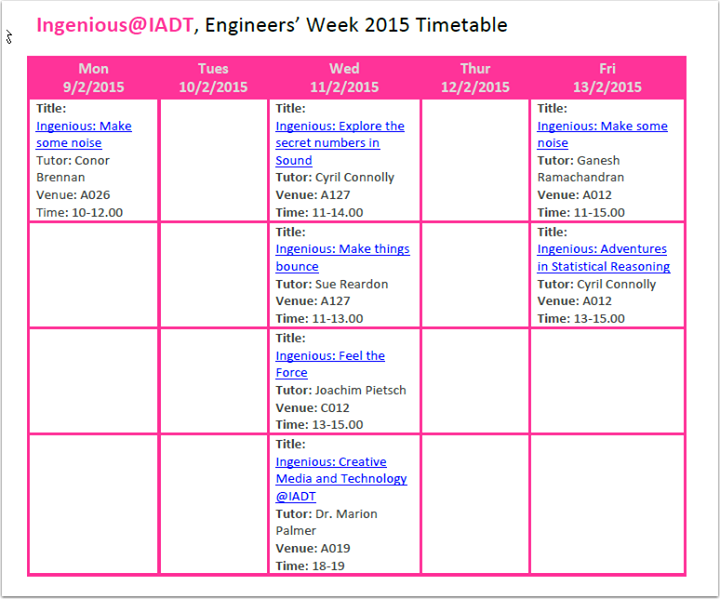 CMTIADT's tweet image. Ingenious @myIADT to participate in #engweek @EngineerIreland Feb 9-13 2015 #creative #media #computing