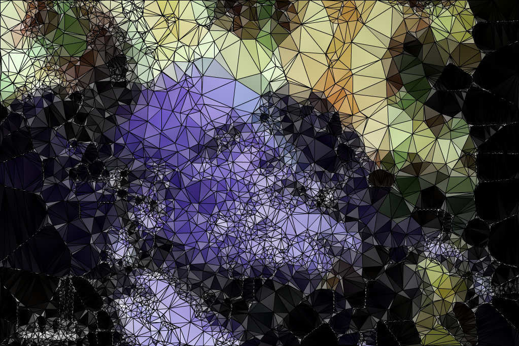 Lowpolybot's tweet photo. @lodevalm Thanks for the RT! This is for you:
#triangles #gradient #edges #black http://t.co/d57Z3oW1rd