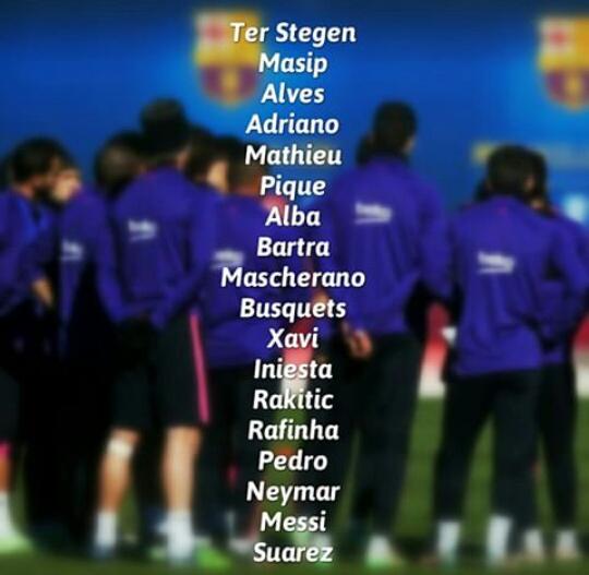 Daftar pemain yang bersiap untuk match vs Atl. madrid