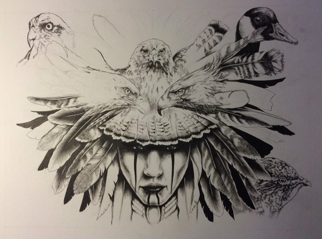 MohawkArtDesign's tweet photo. New piece in the works! #Mohawk #MohawkArt #Art #birds #nature #Iroquois #baldeagle #Hawks http://t.co/4mBargXzBC http://t.co/fGl4J9Fqef