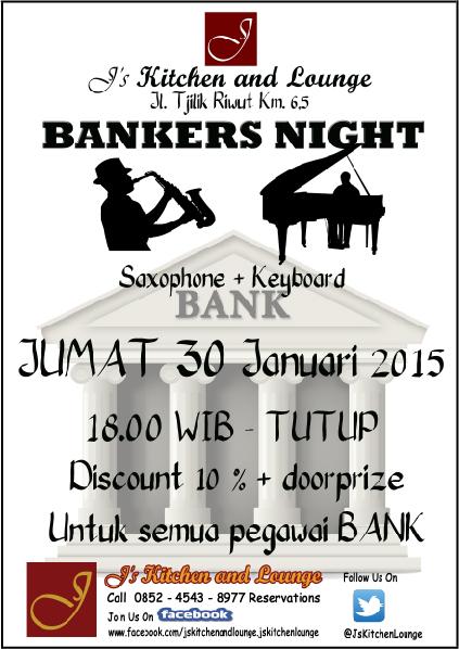 JsKitchenLounge's tweet photo. @infoPLK Bankers Night, ajang kumpul karyawan/wati seluruh Bank di Palangkaraya @JsKitchenLounge #BankersNight http://t.co/koWMrmiEQm