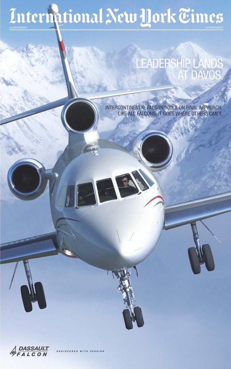 DassaultFalcon's tweet photo. Dassault welcomed world leaders to Davos last week with the International New York Times Falcon 900LX cover wrap. http://t.co/b0Ysv89OxR