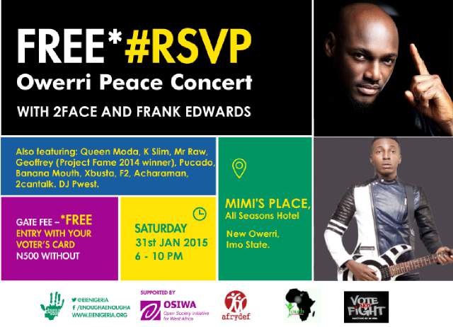 Dnewmemphizo's tweet photo. Big shout out to @2faceidibia 4 dis Movement say No to election violence #votenotfight #afterparty @NVLounge1owerri http://t.co/aMbUJX08nR