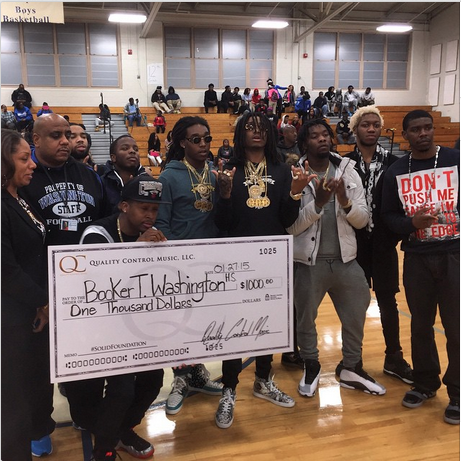 DatPiff's tweet photo. Migos gives $1,000 to #Atlanta high school. Do you think that was enough? http://t.co/ugX8JmwYV3