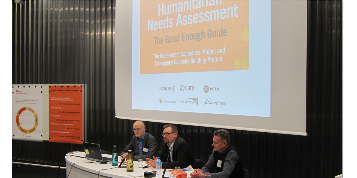 ACAPSproject's tweet photo. #Humanitarian Needs Assessment - the #GoodEnoughGuide launched today in Geneva! Get a copy: http://t.co/D5Ub4pAM8C http://t.co/eKugHgLrmj