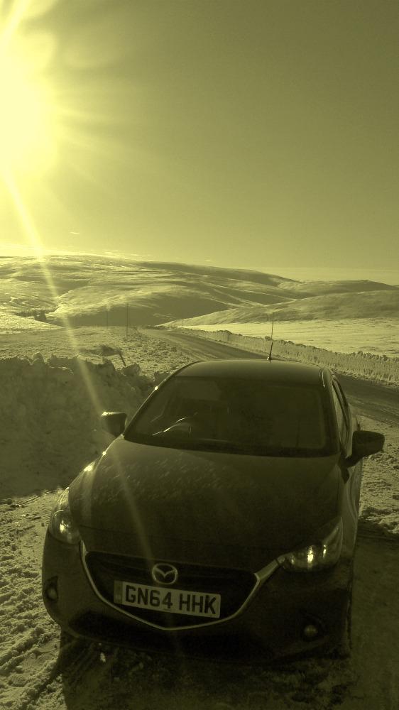 Cptsideways's tweet photo. New #mazda2 preview team have arrived in Durham at #sgpetch just in time for the snow with #mazdauk &amp; #uksnow http://t.co/xjs5OGWg1s
