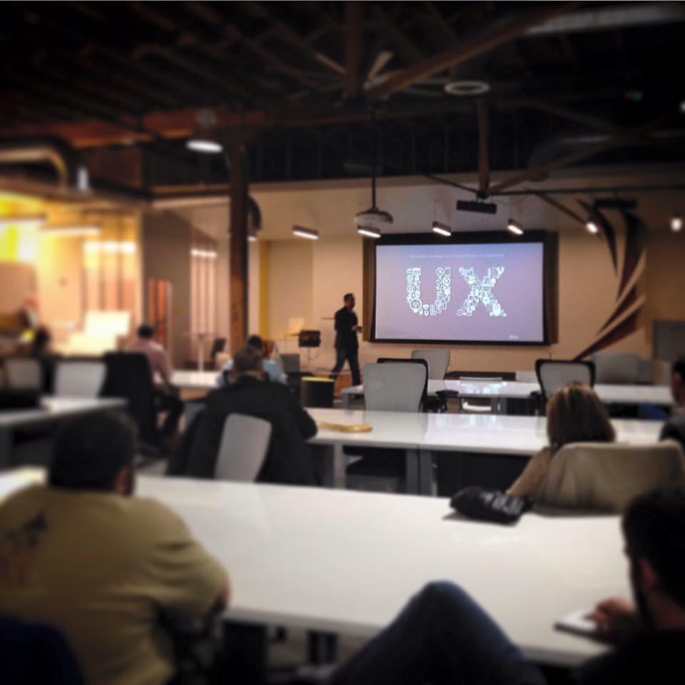 andrewdoak's tweet photo. Thank you again #kcsem &amp; @JoshuaCMcCoy for letting me speak last night about #ux #uxd #cx Photo credit @Webticity http://t.co/NunCsukG2t