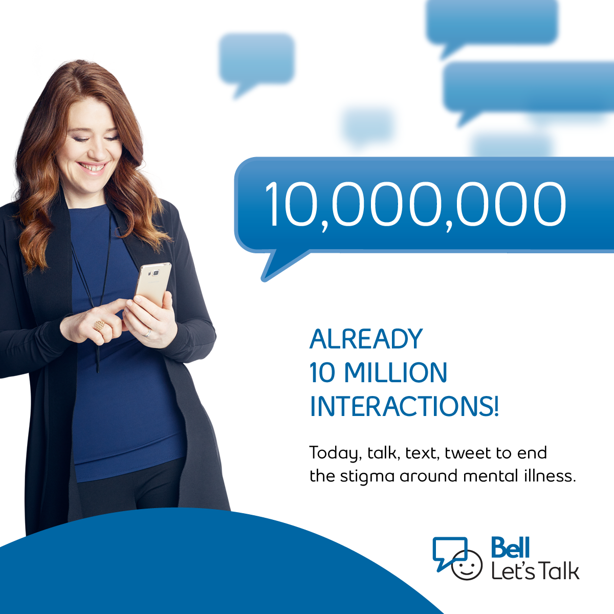 We've surpassed 10 million texts, calls, tweets &amp; Facebook shares! Let’s keep the conversation going. #BellLetsTalk