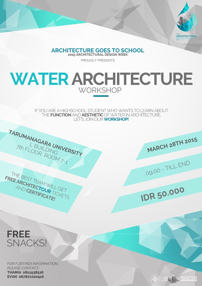 archdesignweek's tweet photo. Architecture Goes to School of #ADW2015 presents: WATER ARCHITECTURE Workshop! Opened for high school students only! http://t.co/sxauNcNKmx
