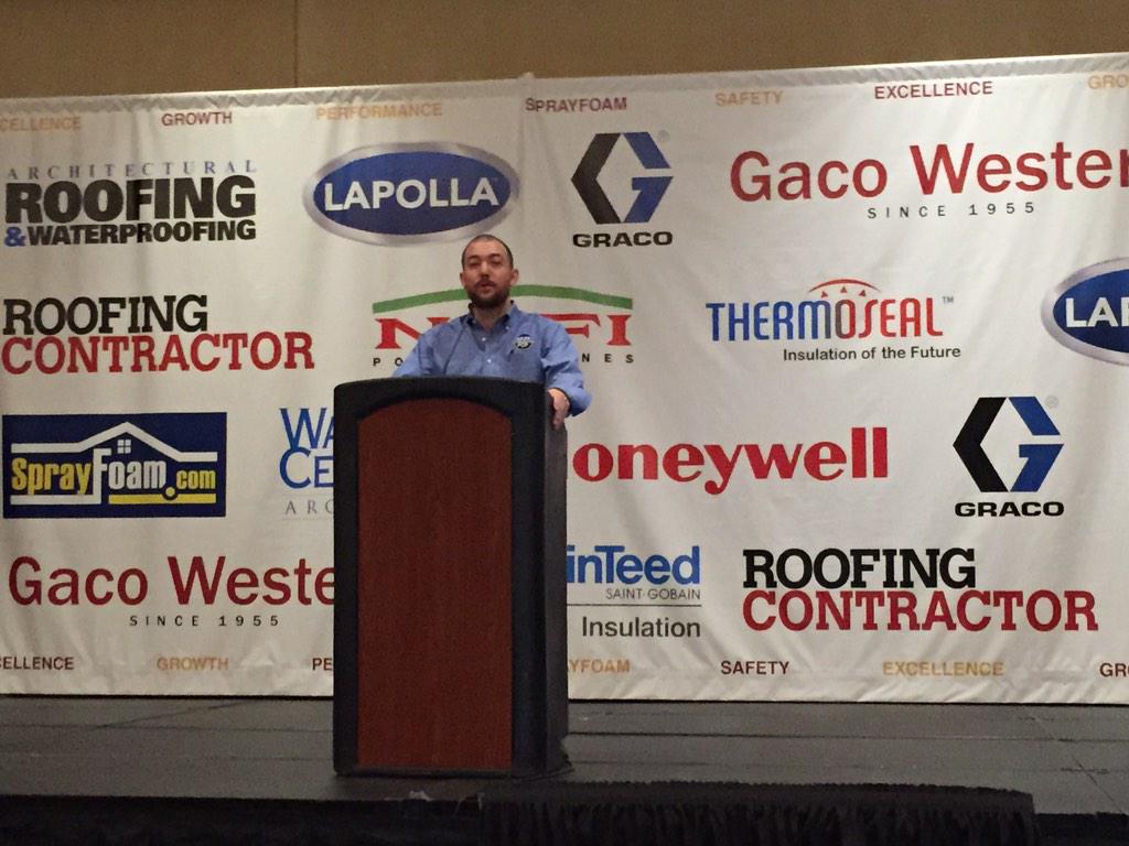 SprayFoam_com's tweet image. Welcome address from @TheSPFA executive director Kurt Riesenberg. We&apos;re in for a big show! #sprayfoam2015 #SPFAshow