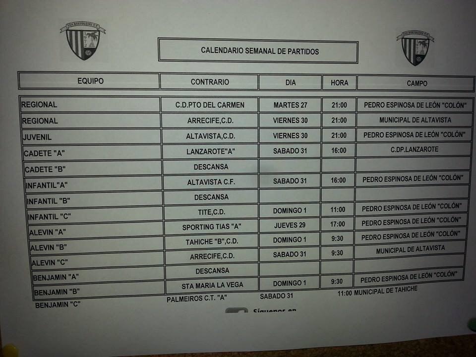 Calendario de partidos para esta semana #orgullobatatero