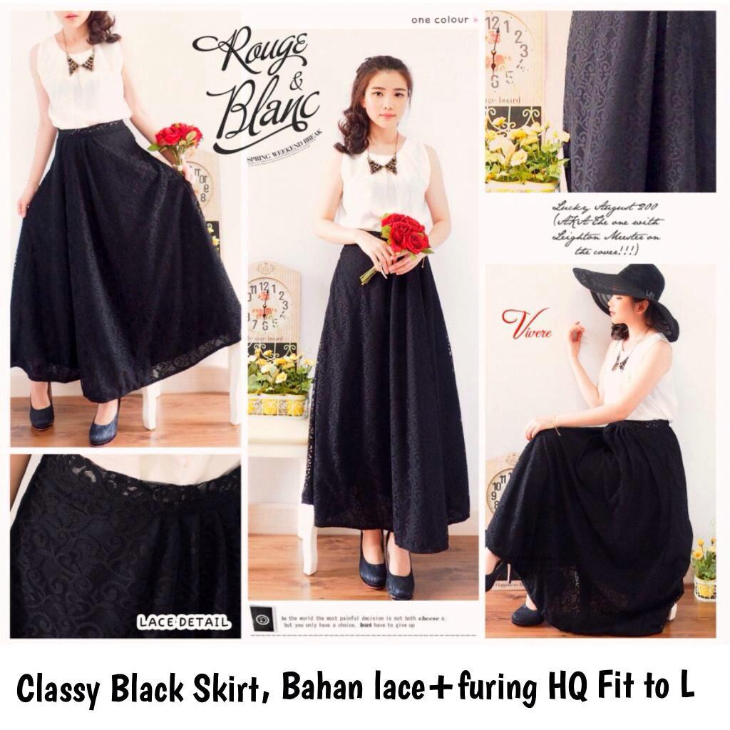 Catty skirt - brukat + furring - pinggang karet fit to L - 125.000