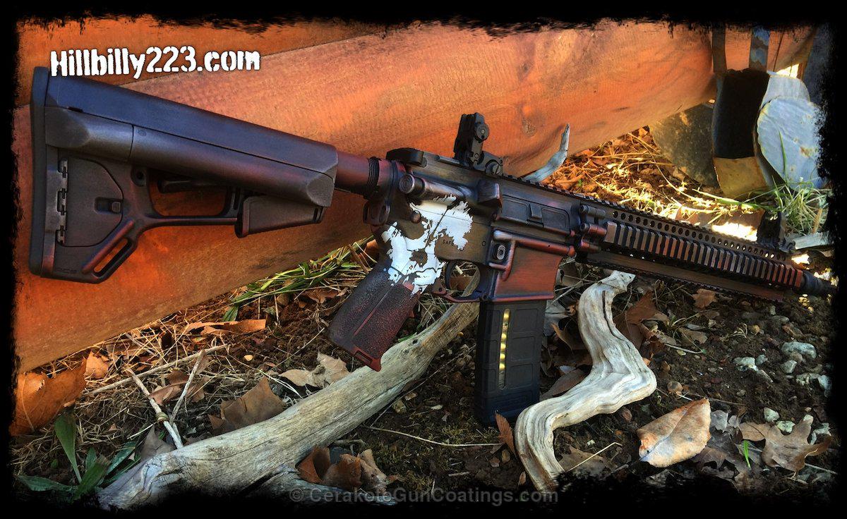 CerakoteFinish's tweet photo. @Hillbilly223 A great shot of Gloss Black with Bright White and Smith &amp; Wesson Red #Cerakote #guncoating #customized http://t.co/G06RYcAkQM