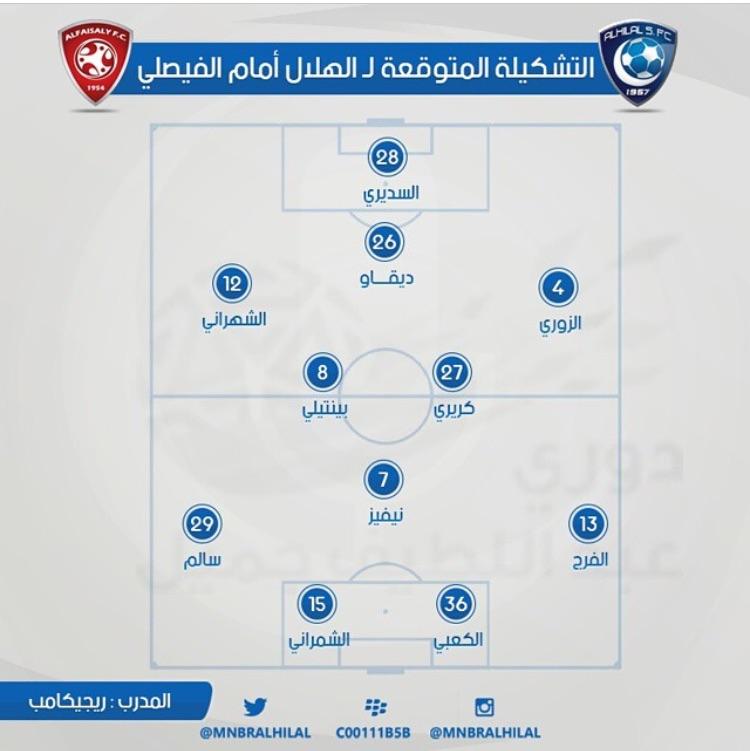 تشكيلة الهلال امام الفيضلي