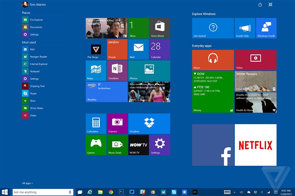 verge's tweet image. We spent some time with Windows 10 and like what we're seeing in the techinical preview: theverge.com/e/7691150