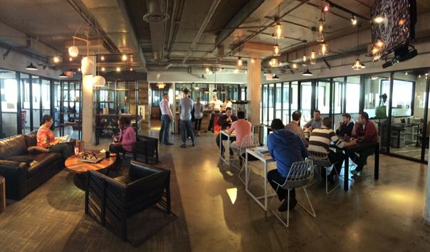 IndustriousHQ's tweet photo. Let them eat lunch! Members enjoying some good eats in our #Atlanta office! Thanks @ibizabites #IndustriousATL http://t.co/QRZSBmcERg