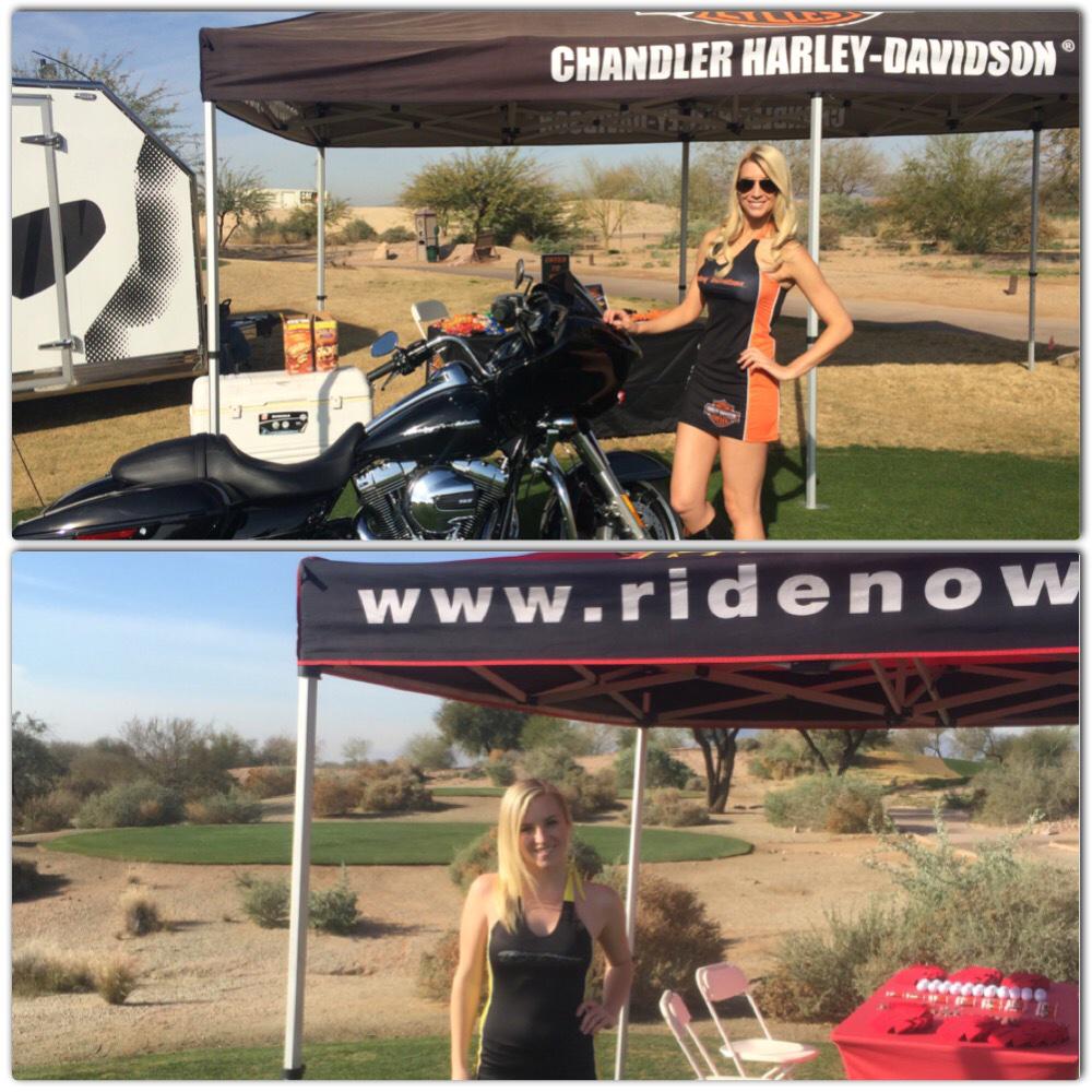 MixHers's tweet photo. @WhirlwindGolf with @RideNowPwrsprts and #HarleyDavidson on this beautiful day! http://t.co/WtKdvKy7MX