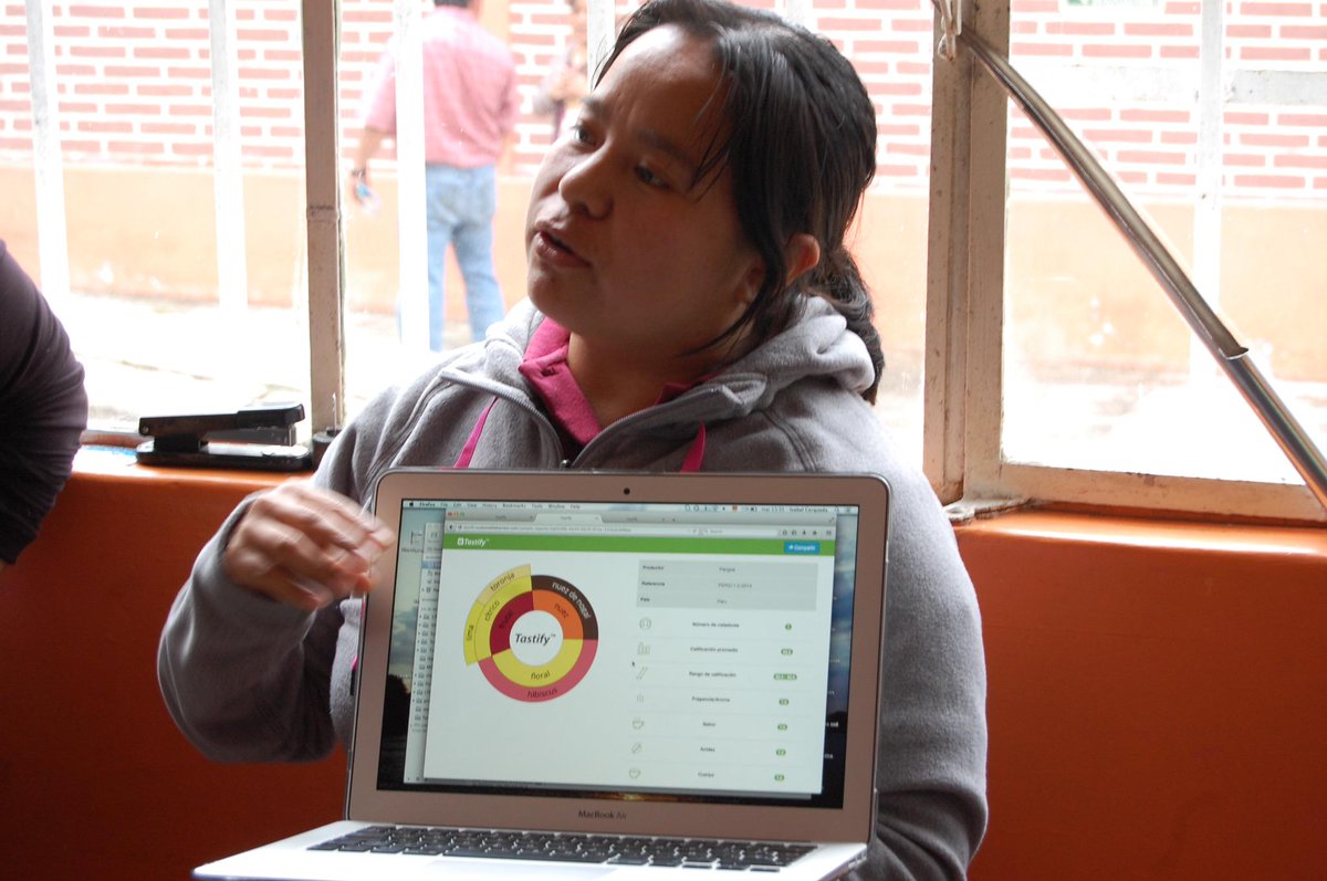 JorgeC_Coffee's tweet photo. .@SustHarv´s own Chabe Cerqueda working with farmers on determining their #coffee´s flavor DNA. #ImpactAtOrigin http://t.co/rfAxCSdQ6G