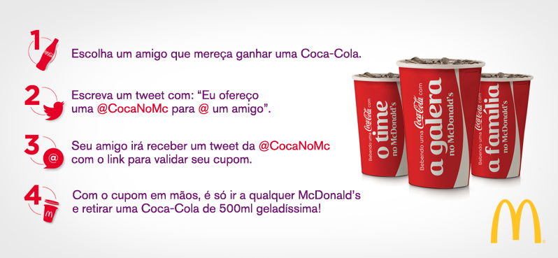 McDonalds_BR's tweet photo. Mande uma @CocaNoMc para @ um amigo com uma mensagem especial! ❤ Saiba mais: http://t.co/KF8ppMqDf5 http://t.co/Lqb1oiGIun