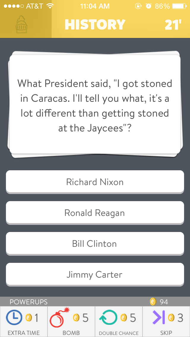 thejayybird's tweet photo. I'm in trivia crack😍 http://t.co/c3aQfks8Bp