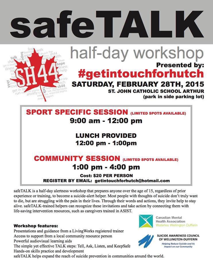 InTouchForSH44's tweet photo. Education is awareness. Join us on February 28th for safeTALK #BellLetsTaIk http://t.co/RtRkPSBDwM