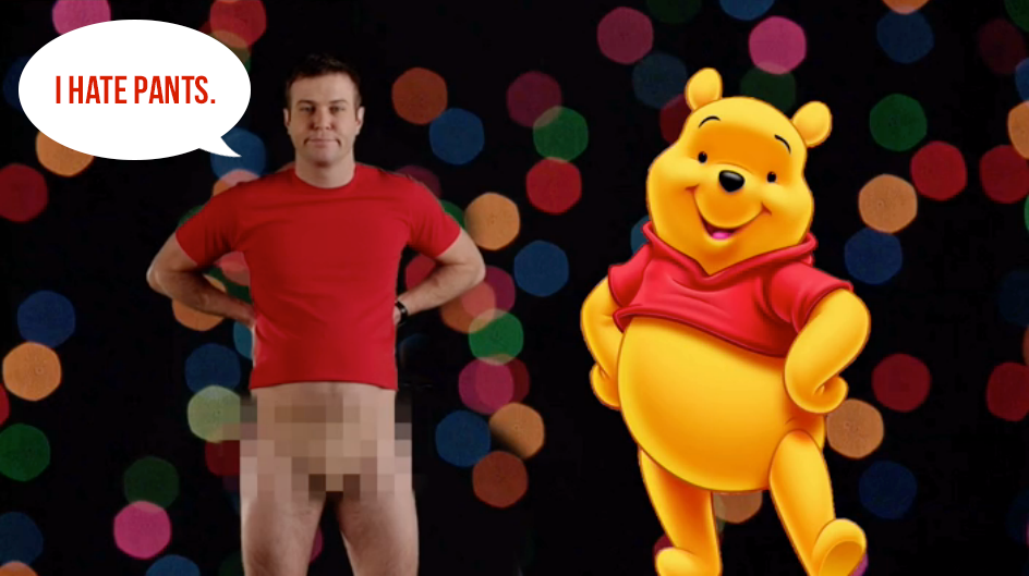 watercoolertalk's tweet photo. "I hate wearing pants."  #winniethepooh #justshirtnopants #nopants #NoPantsFriday #justshirtnopantslikewinniethepooh http://t.co/lpvZ4e8juy