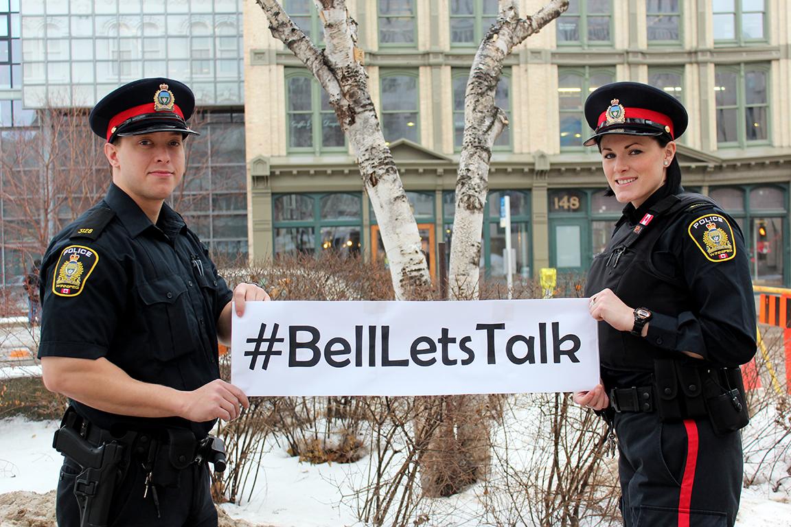 wpgpolice's tweet photo. Great response #YWG for #BellLetsTalk! We're here today &amp; everyday. Info on Mental Health: http://t.co/t6H8RDxAeh http://t.co/wgS1O3iJEG