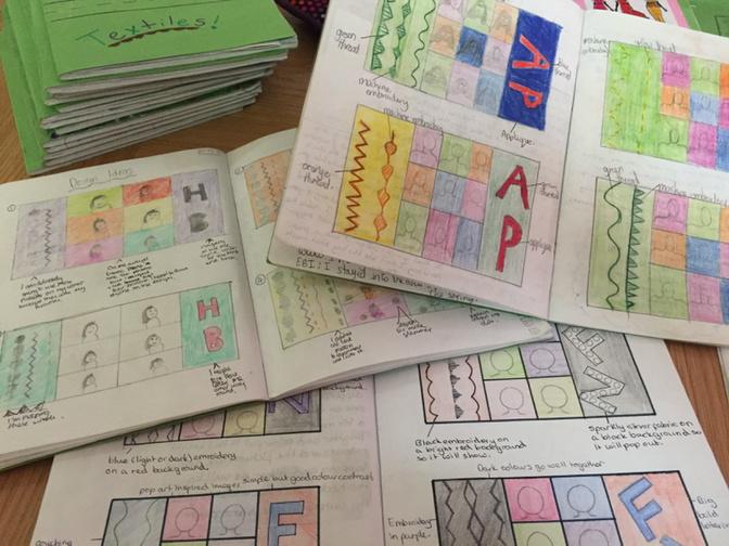 WHSG_DT's tweet photo. Fab year 7 textiles design work #marking #design #year7 #plannercovers http://t.co/Ql5D3tBax4