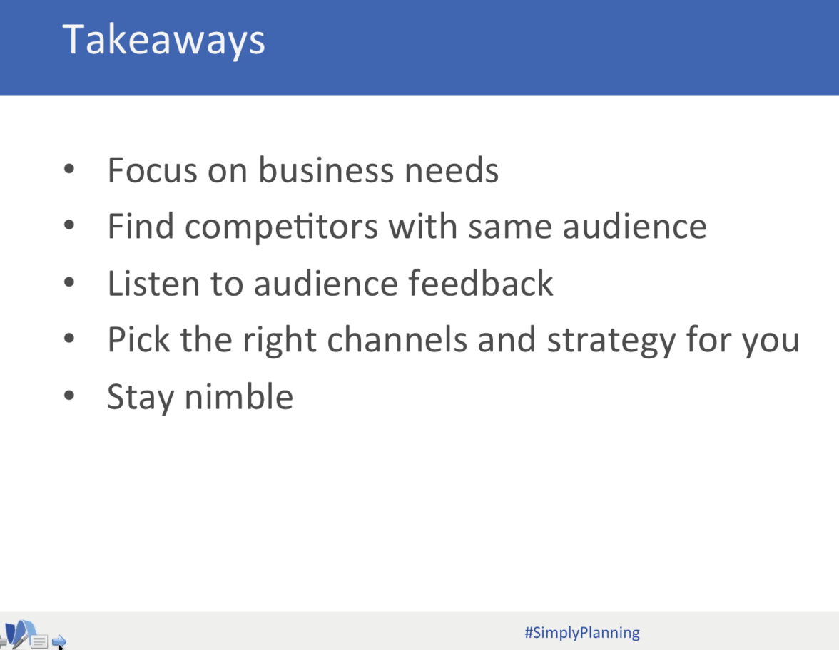 ChereeBoteler's tweet photo. Top takeaways from @simplymeasured webinar this morning #simplyplanning http://t.co/Mi6ht9TxKl