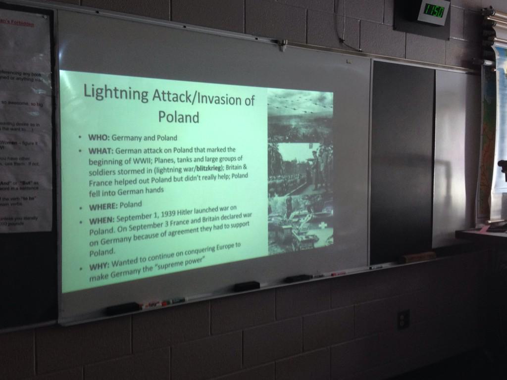 caressagraves's tweet photo. Students created slides in groups to share with the class about the major battles of WWII #ed500ab3 http://t.co/rICRQ1ondr