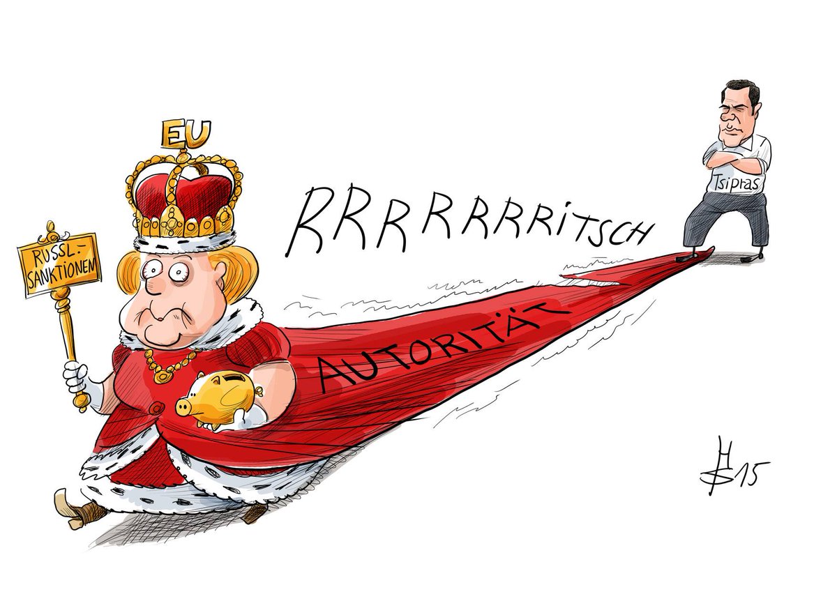 Pascal Thibaut Allemagne Grece Caricature Heiko Sakurai La Deuxieme Tsipras Remet L Autorite De La Reine Merkel En Cause Http T Co K8zpusvmc9