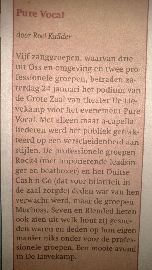 vgMuchoss's tweet photo. Wow. We zouden er bijna nog van naast onze schoenen gaan lopen. #purevocal http://t.co/6DLwA8sn1e