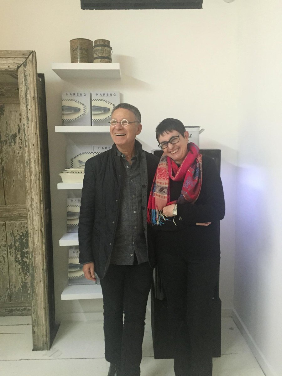 pointedleaf's tweet image. Our Herring authors Daniel and Cathie at their party in Paris hosted by Merci!