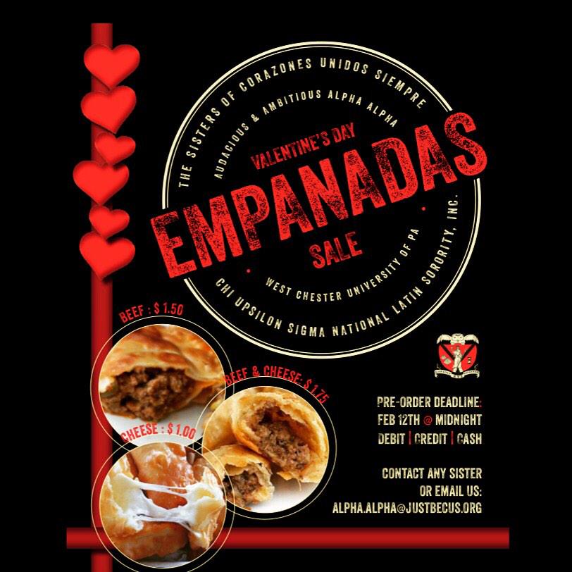CUSWCU's tweet photo. CUSSIES will be accepting pre orders for empanadas!$1 for plain cheese, 1.50 for beef, and 1.75 for beef and cheese! http://t.co/pVKbduC318