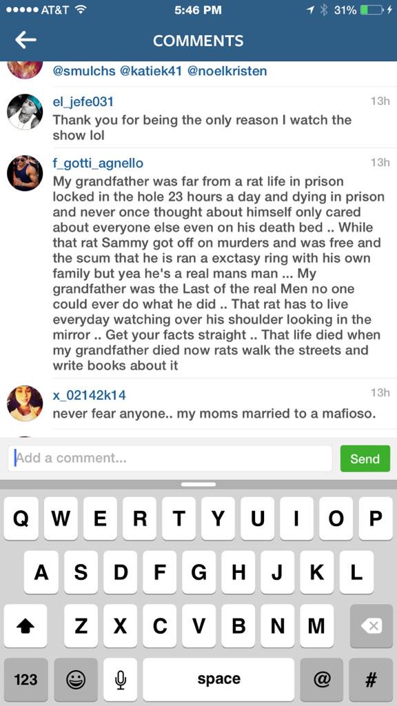 NatalieEGuercio's tweet photo. Don't forget about the families that were VICTIMS of ur father! Ur a disgrace @VH1 #MobWives http://t.co/gmX7aEoyP6