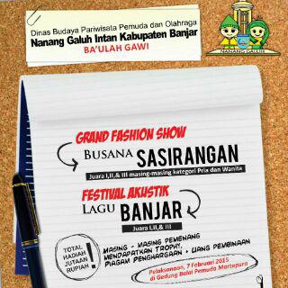 Pendaftaran tinggal seminggu lagi loh ! REBUT TROPHY+PIAGAM PENGHARGAAN+UANG PEMBINAAN.
CP: 085651188663/081254614550
