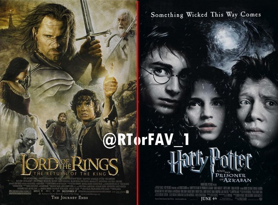 REQUESTED 
RT for Lord of the rings 
FAV for Harry Potter